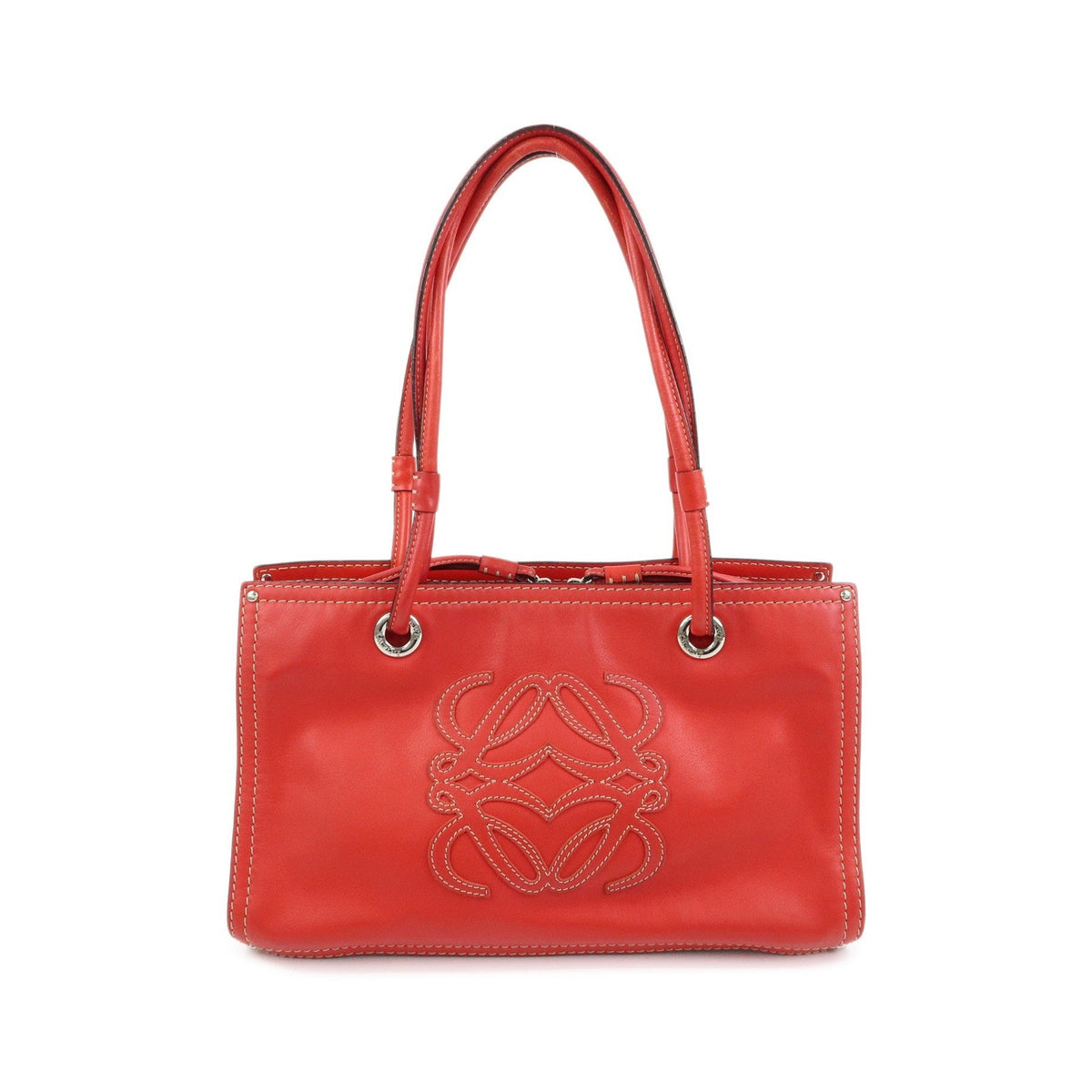 Loewe Anagram Leather, Red, Leather, Tote Bag