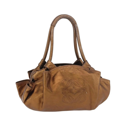 Loewe Anagram Logo Nappa Aire Hand Leather, Gold, Leather, Handbag