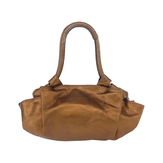 Loewe Anagram Logo Nappa Aire Hand Leather, Gold, Leather, Handbag