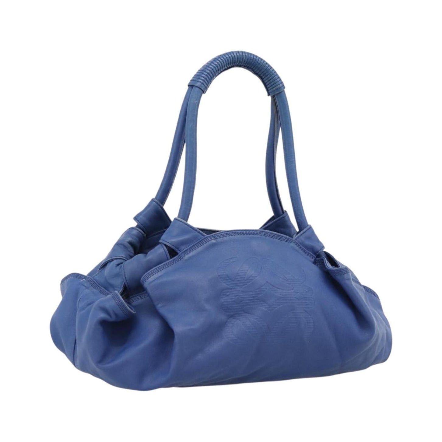 Loewe Anagram Logo Nappa Aire Hand Leather, Blue, Leather, Handbag