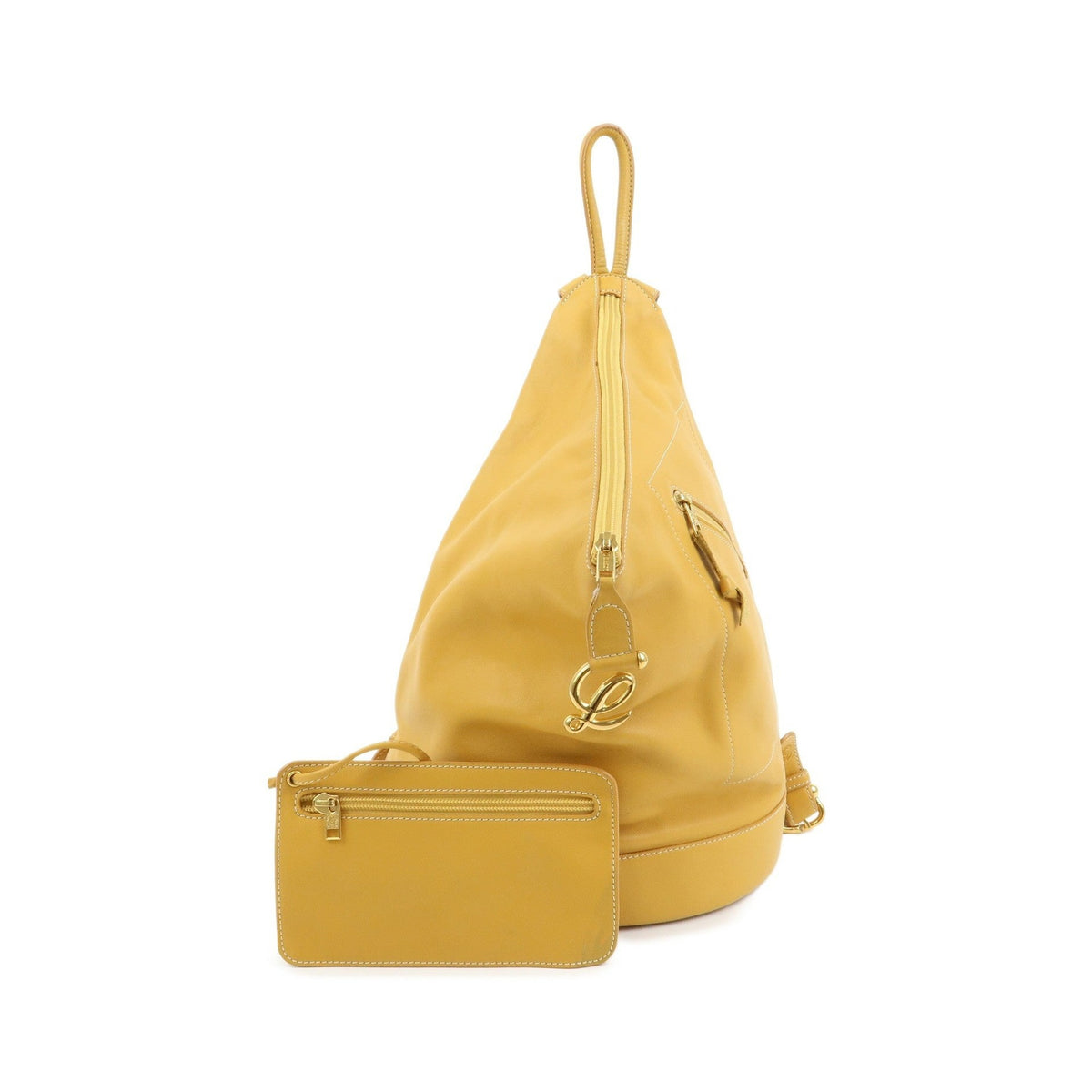 Loewe Anton Leather, Yellow, Leather, Backpack