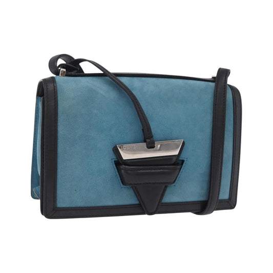 Loewe Barcelona Suede with Leather, Blue, Suede, Shoulder Bag