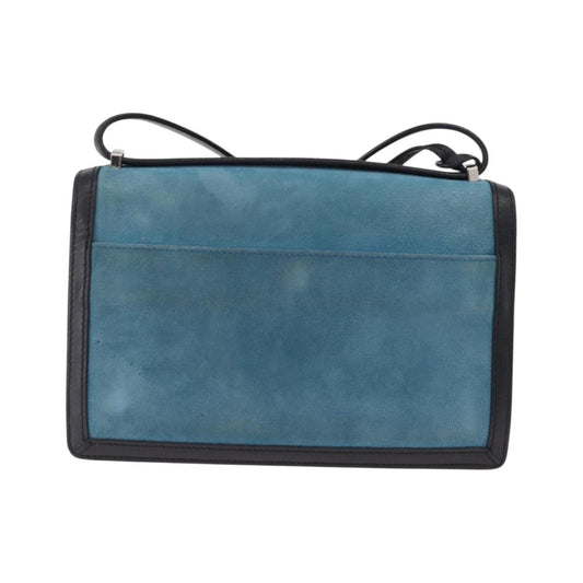 Loewe Barcelona Suede with Leather, Blue, Suede, Shoulder Bag