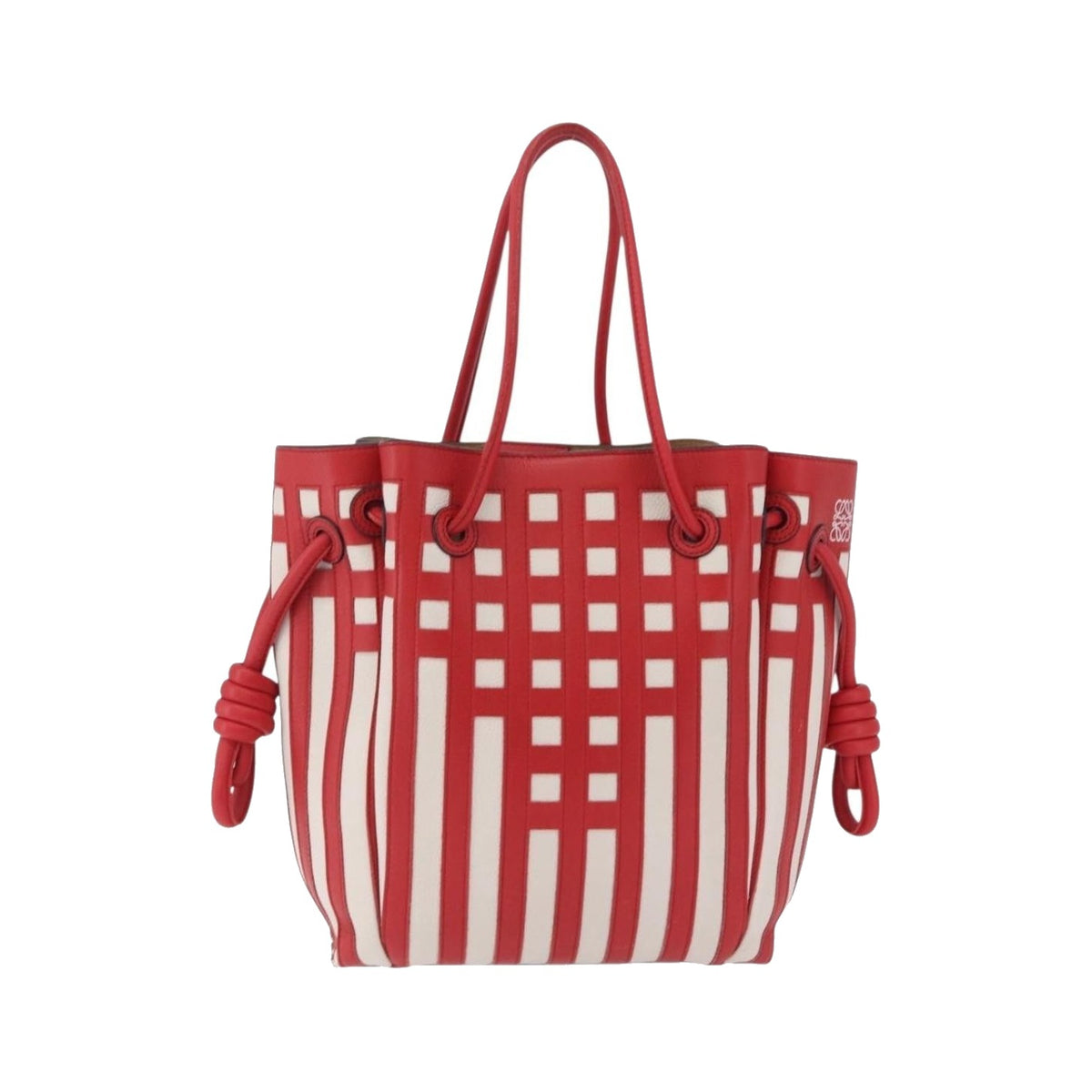 Loewe Flamenco Knot Patchwork Leather, Red, Leather, Handbag