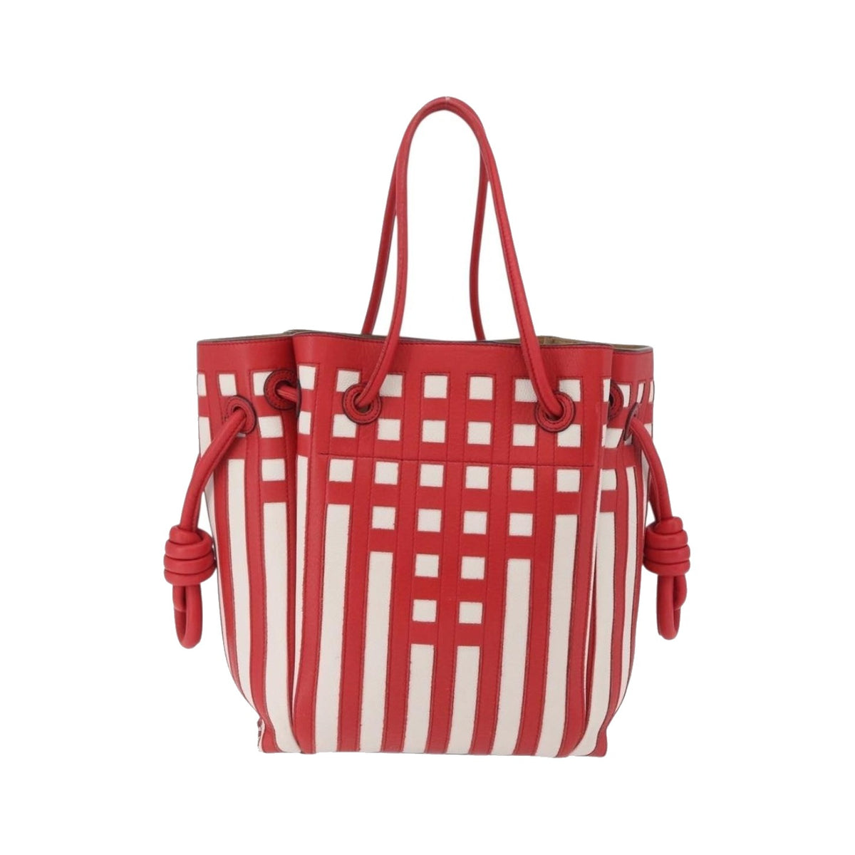 Loewe Flamenco Knot Patchwork Leather, Red, Leather, Handbag