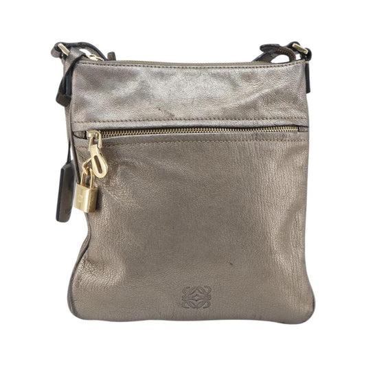 Loewe Front Pocket Leather, Gold, Leather, Crossbody Bag