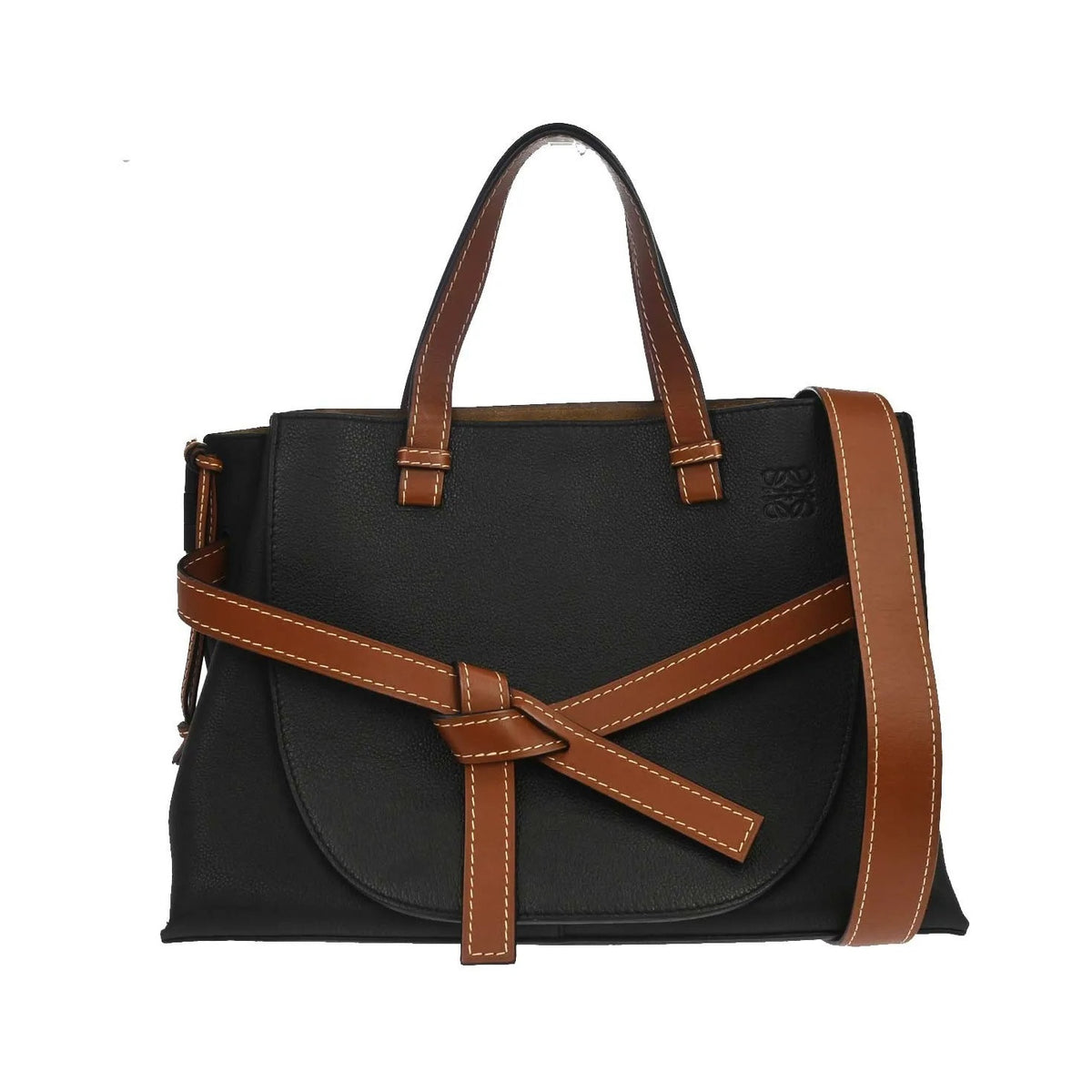 Loewe Gate Tote Leather, Black, Leather, Tote Bag