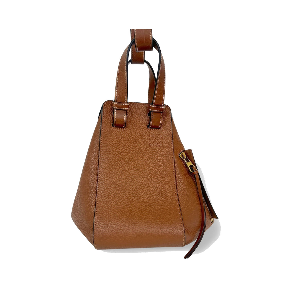Loewe Hammock Leather, Brown, Leather, Handbag