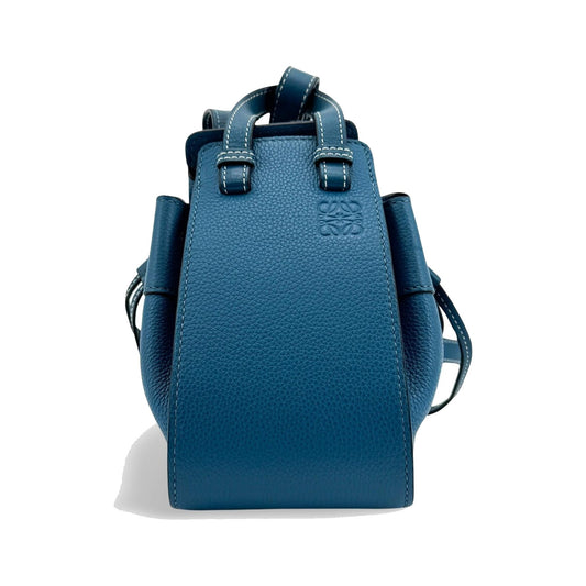 Loewe Hammock Leather, Blue, Leather, Handbag