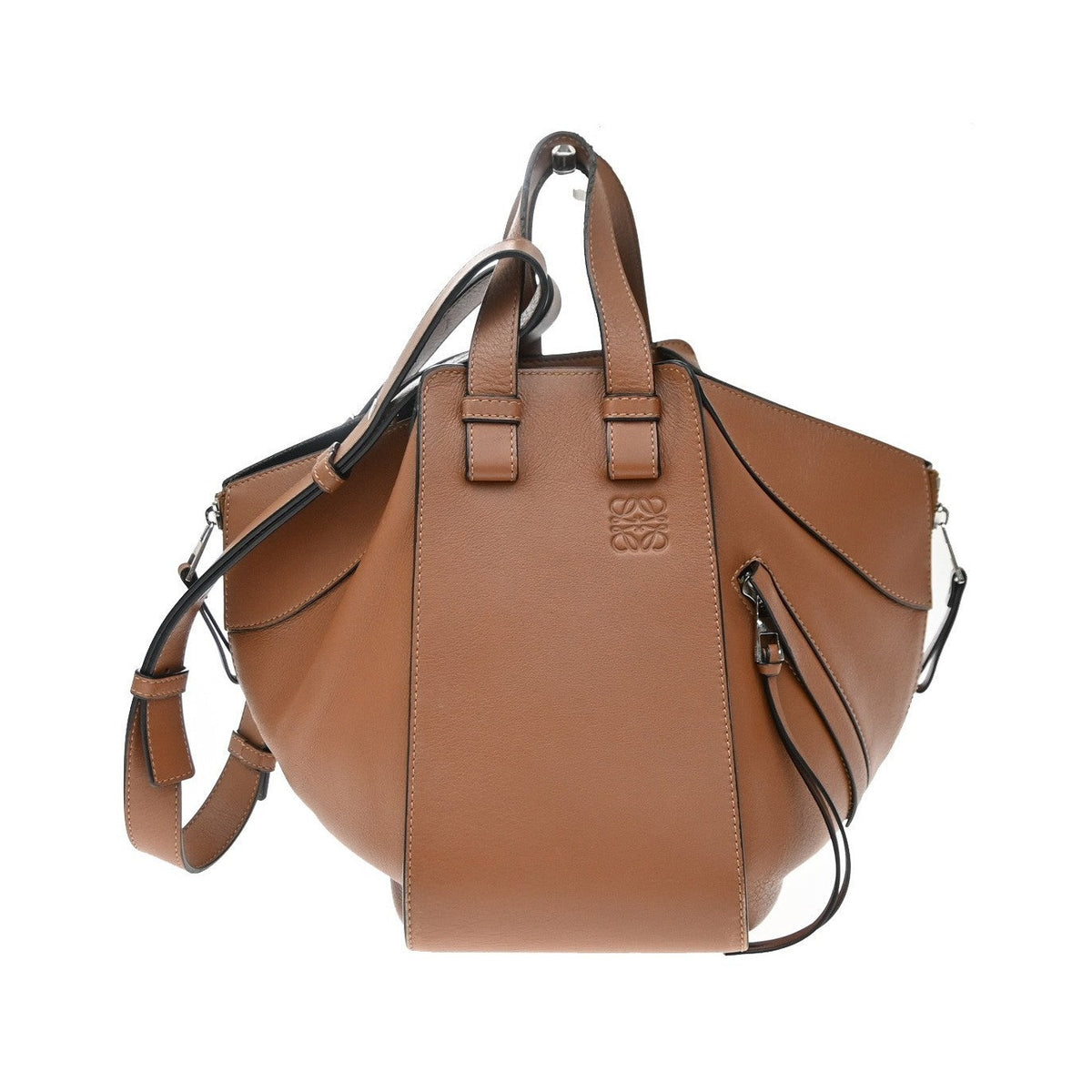 Loewe Hammock Leather, Brown, Leather, Handbag