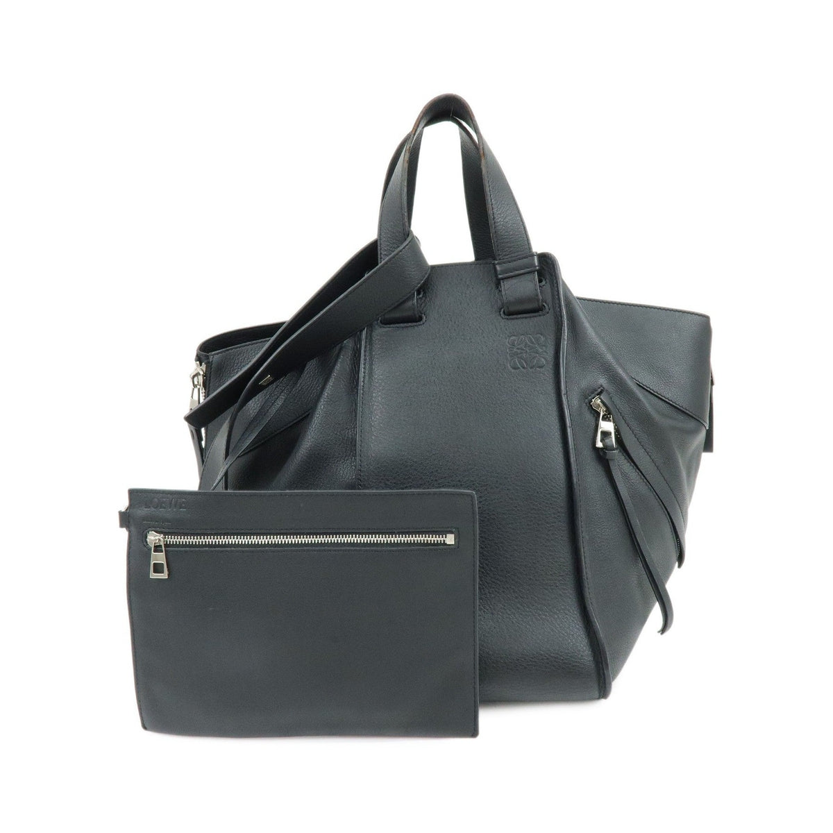 Loewe Hammock Leather, Black, Leather, Handbag