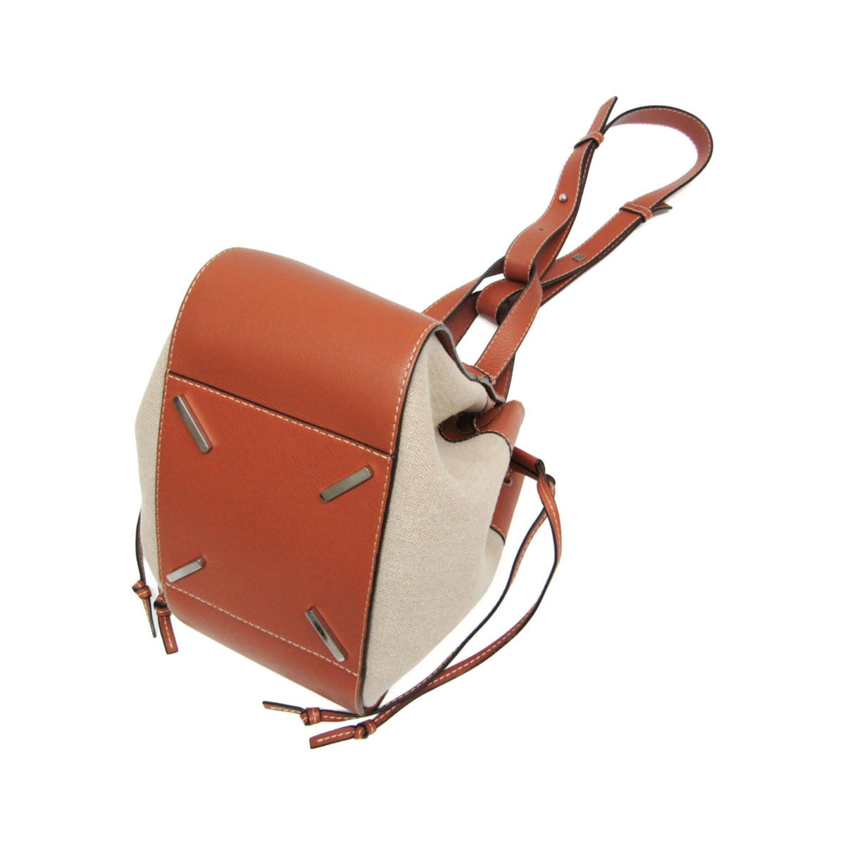 Loewe Hammock Leather and Canvas, Brown, Leather, Handbag
