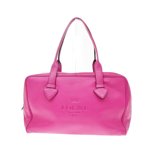Loewe Heritage Boston Leather, Pink, Leather, Handbag