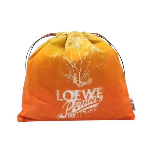 Loewe Paula Drawstring Printed Canvas, Orange, Canvas, Clutch