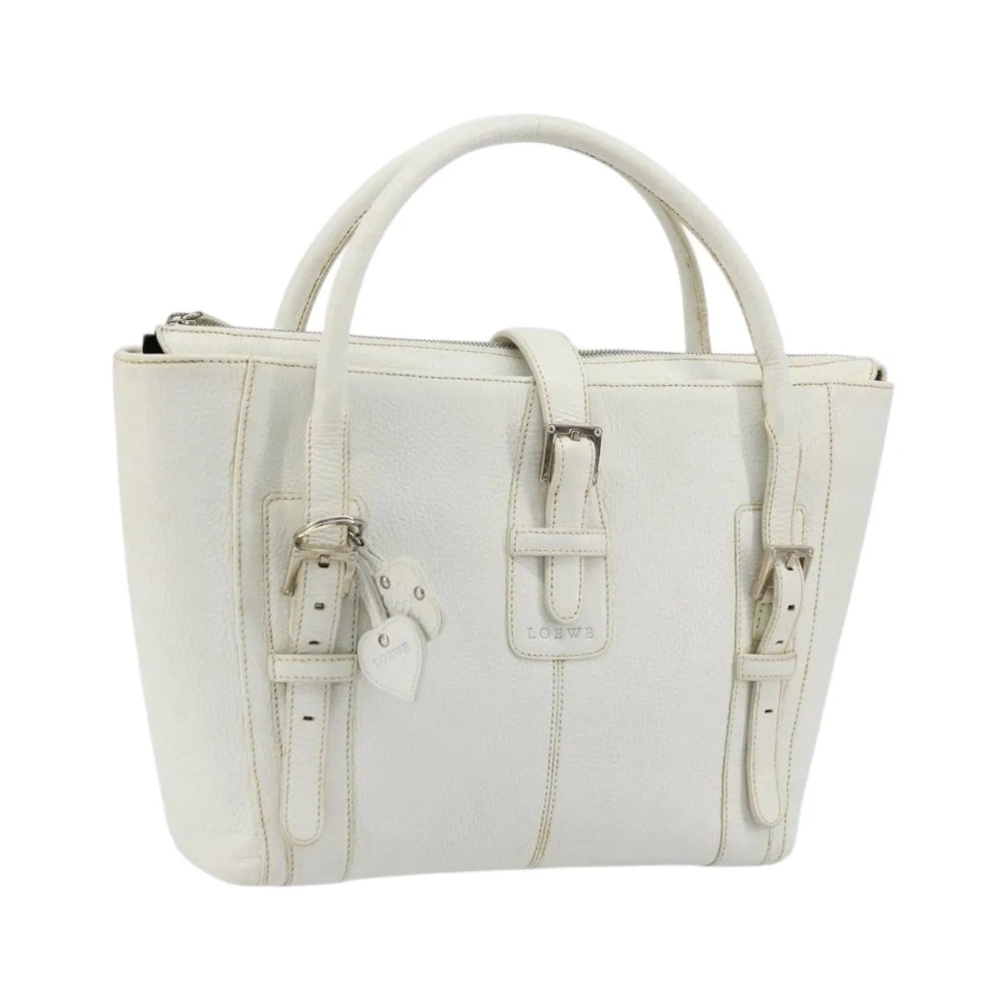 Loewe Senda Leather, White, Leather, Handbag