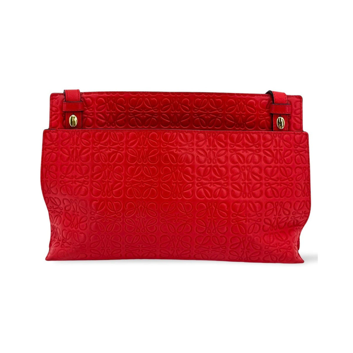 Loewe T Messenger Anagram Embossed Leather, Red, Calfskin, Crossbody Bag