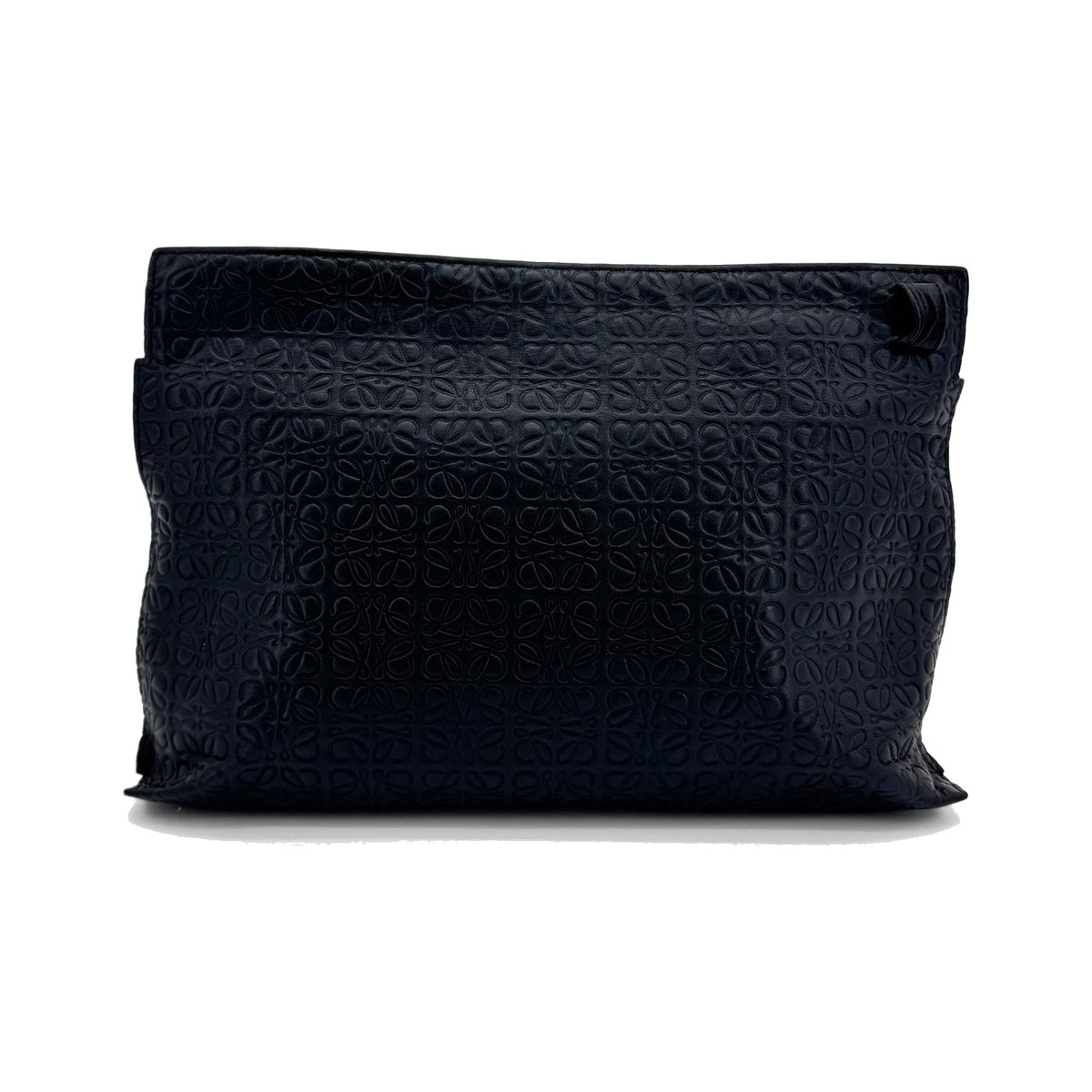 Loewe T Pouch Anagram Embossed Patent, Black, Leather, Clutch