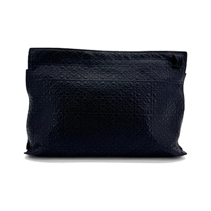 Loewe T Pouch Anagram Embossed Patent, Black, Leather, Clutch