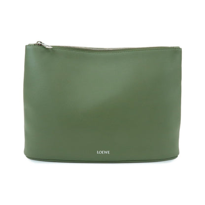 Loewe T Pouch Leather, Green, Leather, Clutch