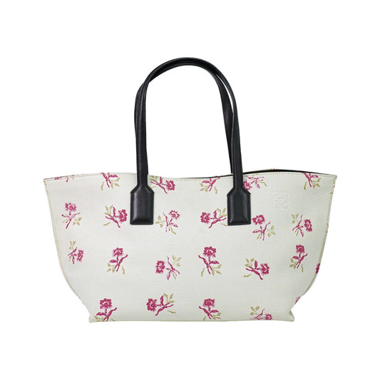 Loewe T Shopper Printed Canvas, White, Canvas, Tote Bag