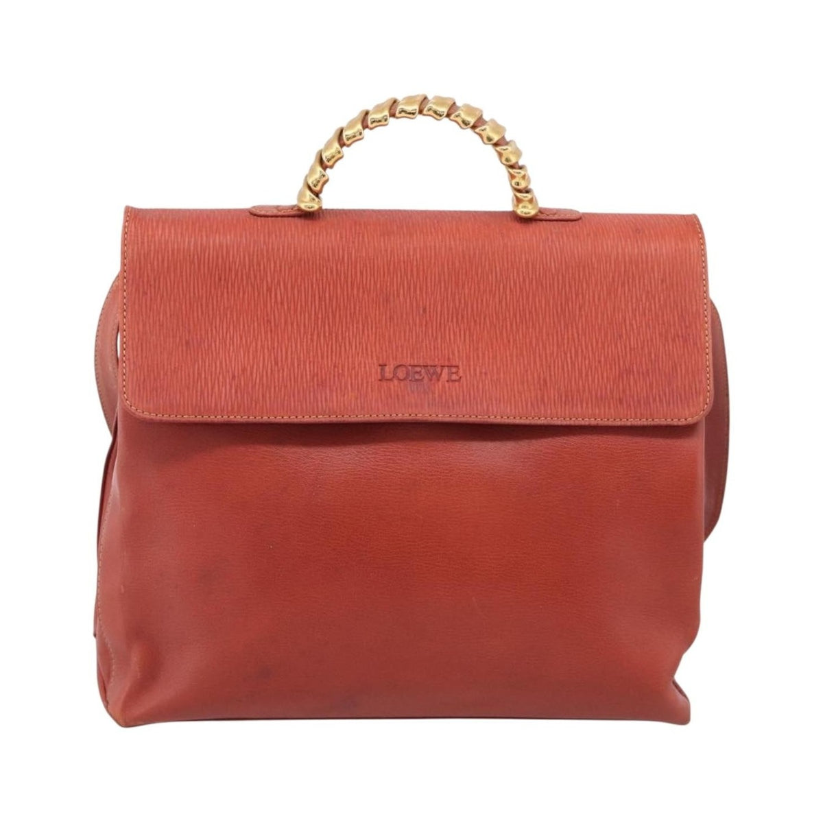 Loewe Vintage Velazquez Top Handle Leather, Orange, Leather, Handbag