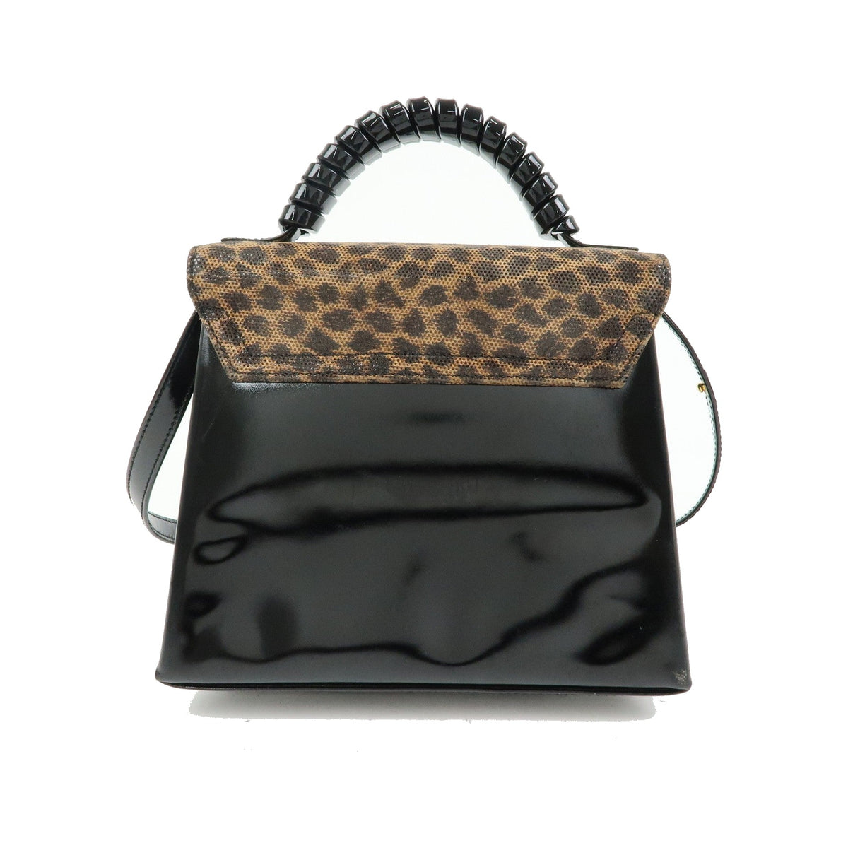 Loewe Vintage Velazquez Top Handle Leather, Black, Patent Leather, Handbag