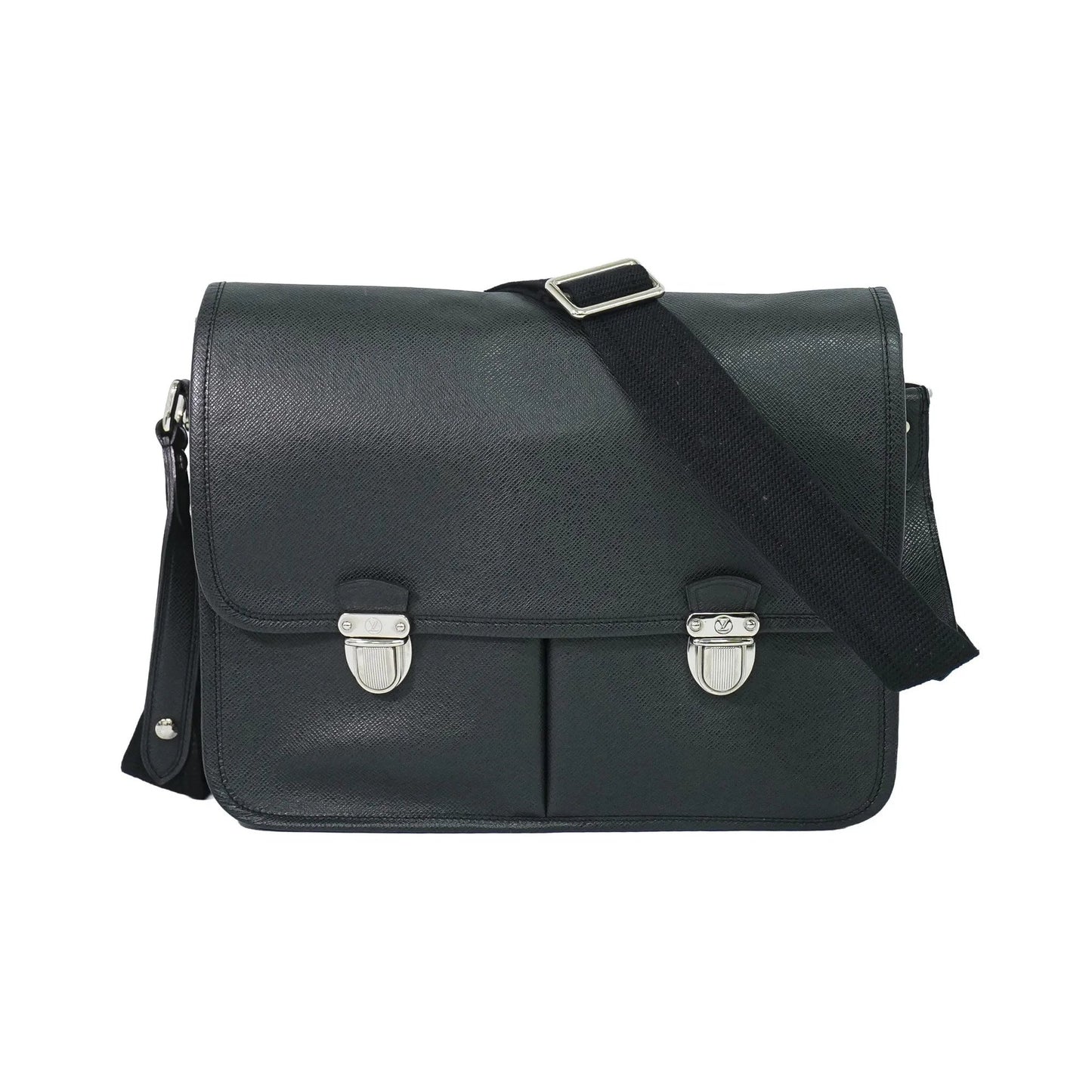 Louis Vuitton Alexei Messenger Taiga Leather, Black, Leather, Shoulder Bag