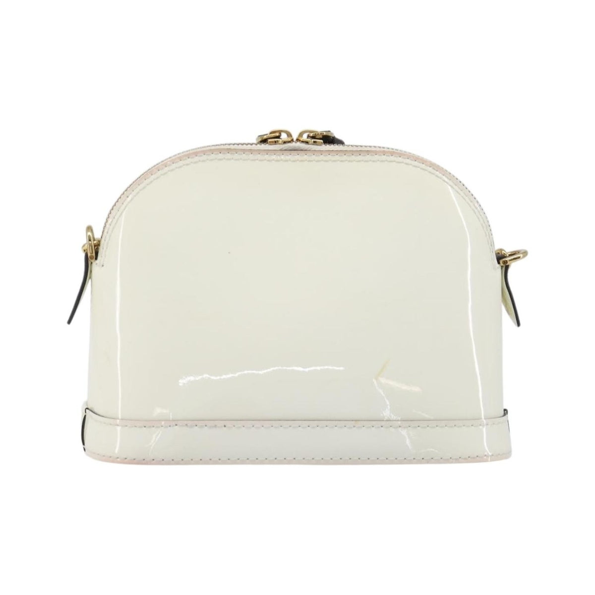 Louis Vuitton Alma Chain Vernis with Monogram Canvas, White, Patent Leather, Handbag