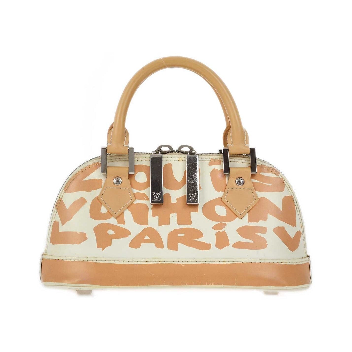Louis Vuitton Alma Limited Edition Graffiti Leather, Beige, Leather, Handbag