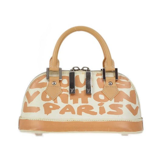 Louis Vuitton Alma Limited Edition Graffiti Leather, Beige, Leather, Handbag
