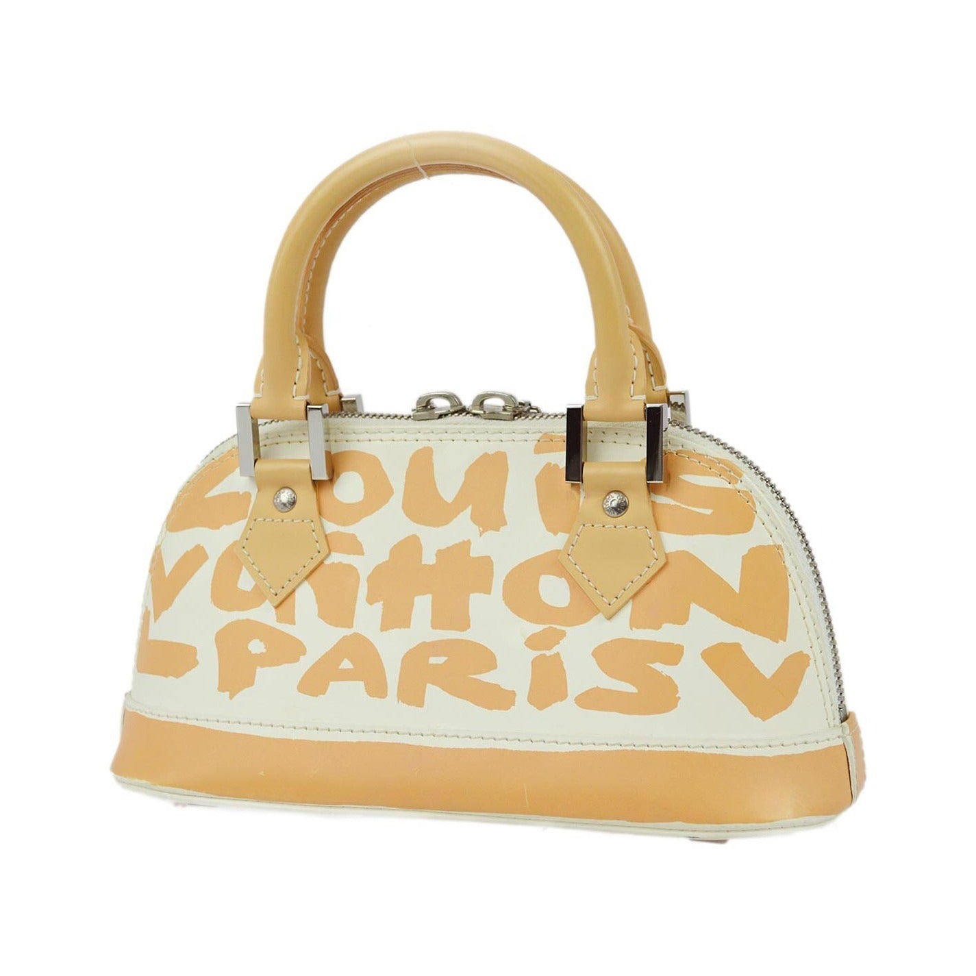 Louis Vuitton Alma Limited Edition Graffiti Leather, Beige, Leather, Handbag