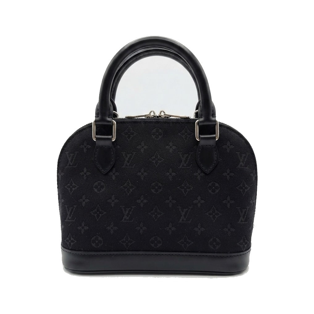 Louis Vuitton Alma Monogram Canvas, Black, Leather, Handbag