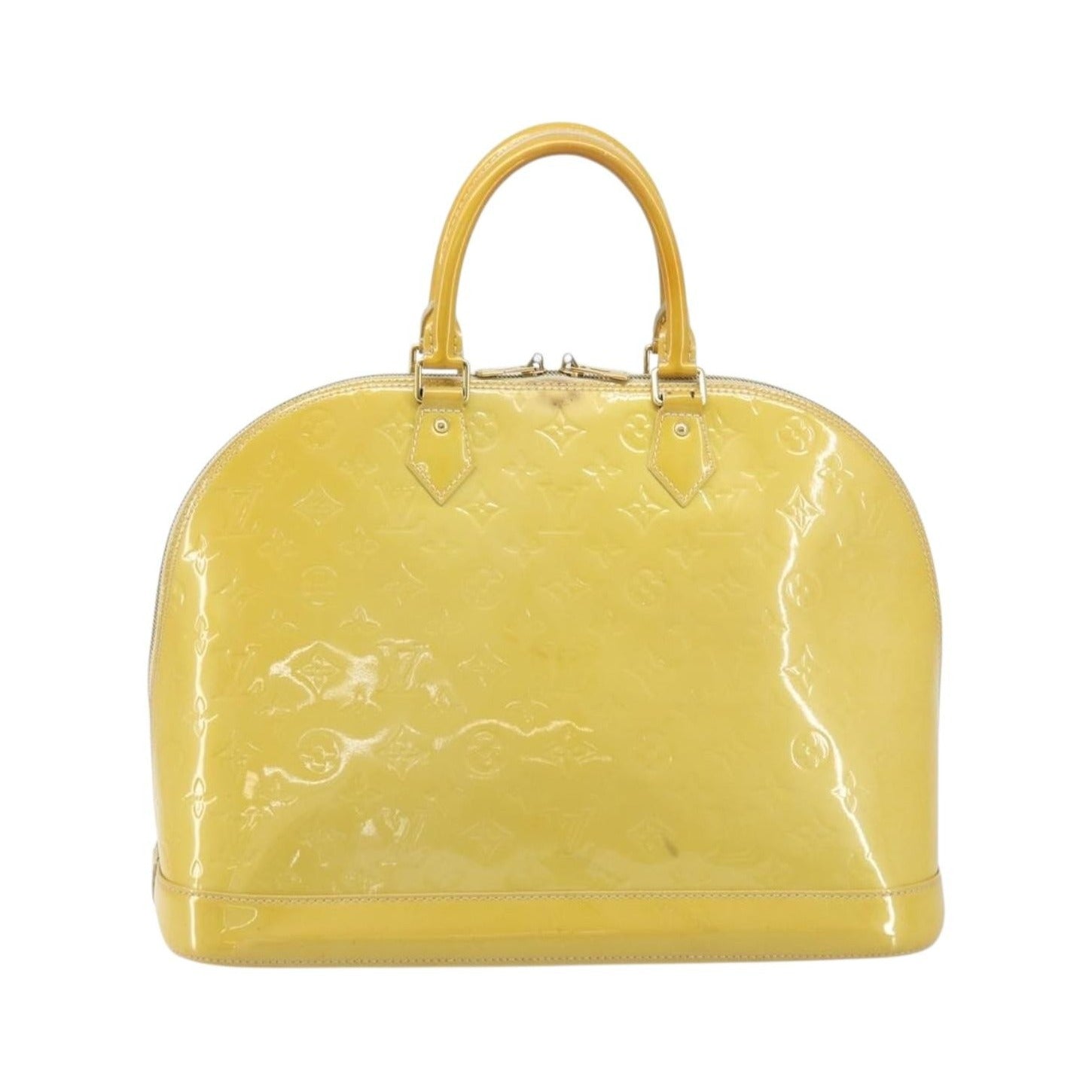 Louis Vuitton Alma Monogram Vernis, Yellow, Patent Leather, Handbag