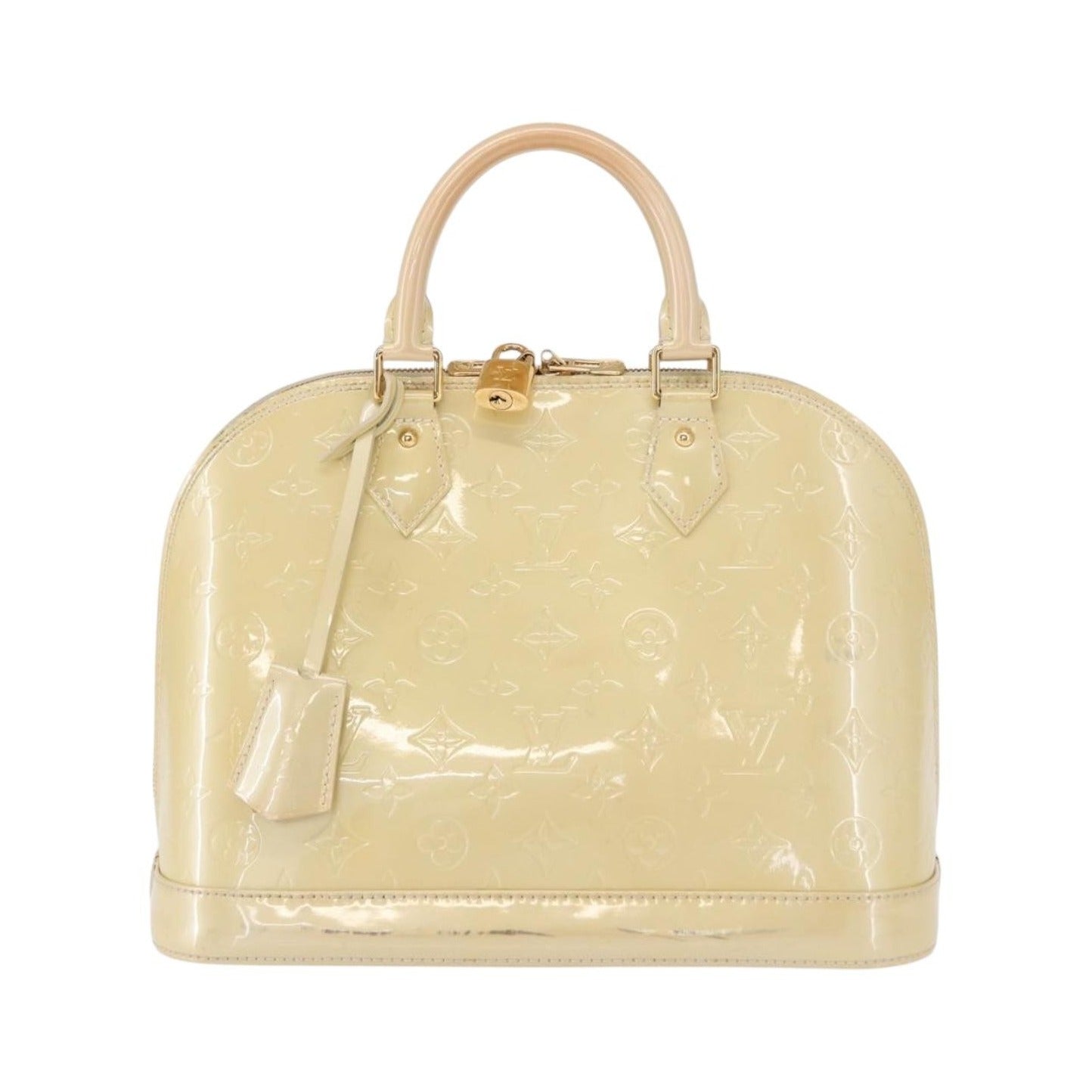 Louis Vuitton Alma Monogram Vernis, Beige, Patent Leather, Handbag
