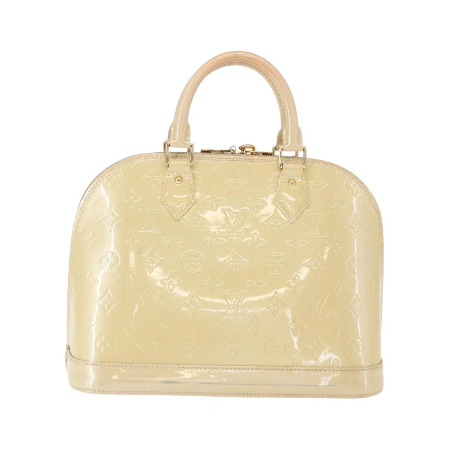 Louis Vuitton Alma Monogram Vernis, Beige, Patent Leather, Handbag