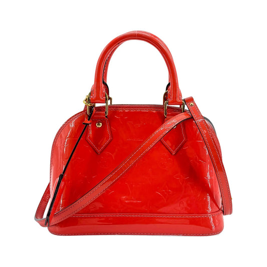 Louis Vuitton Alma Monogram Vernis, Red, Patent Leather, Handbag