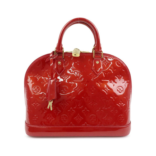 Louis Vuitton Alma Monogram Vernis, Red, Patent Leather, Handbag