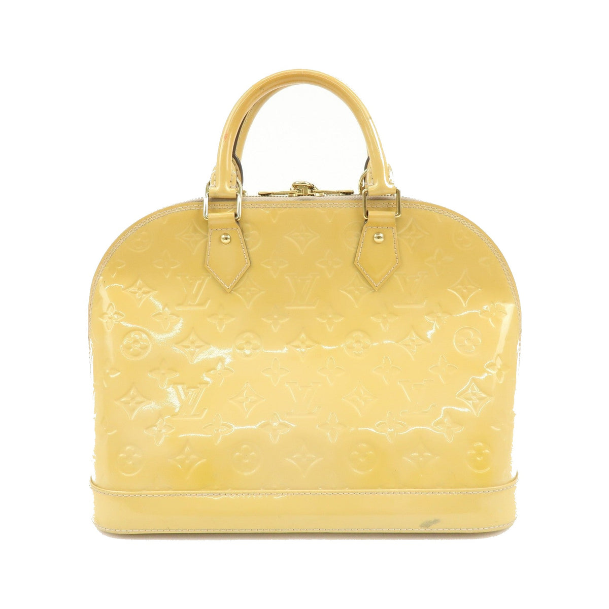 Louis Vuitton Alma Monogram Vernis, Yellow, Patent Leather, Handbag