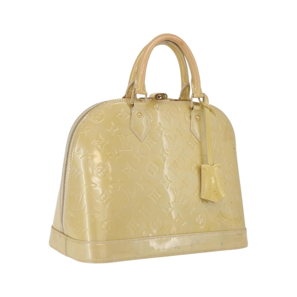 Louis Vuitton Alma Monogram Vernis, Beige, Patent Leather, Handbag