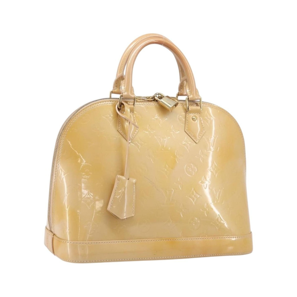 Louis Vuitton Alma Monogram Vernis, Beige, Patent Leather, Handbag