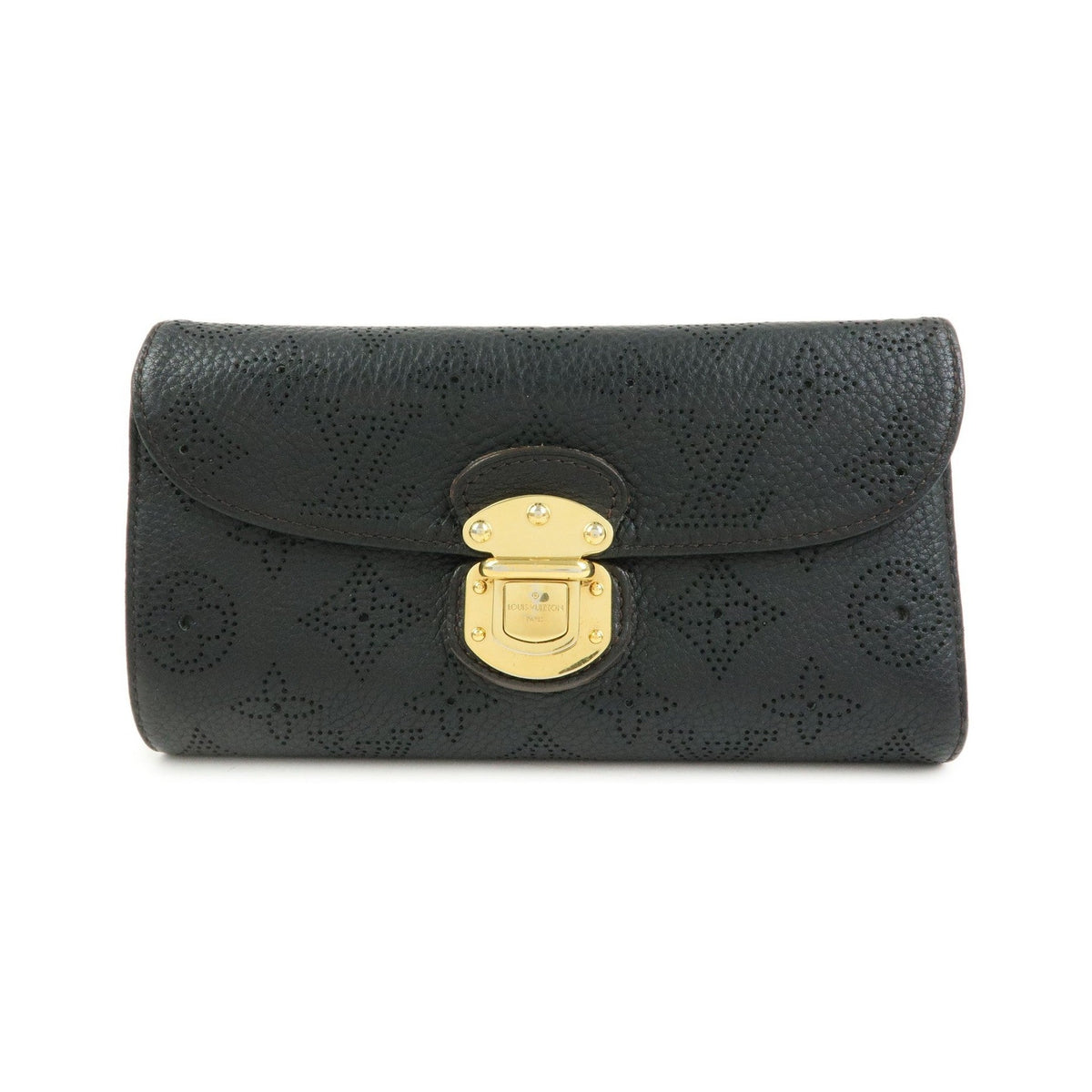 Louis Vuitton Amelia Mahina Leather, Black, Leather, Wallet