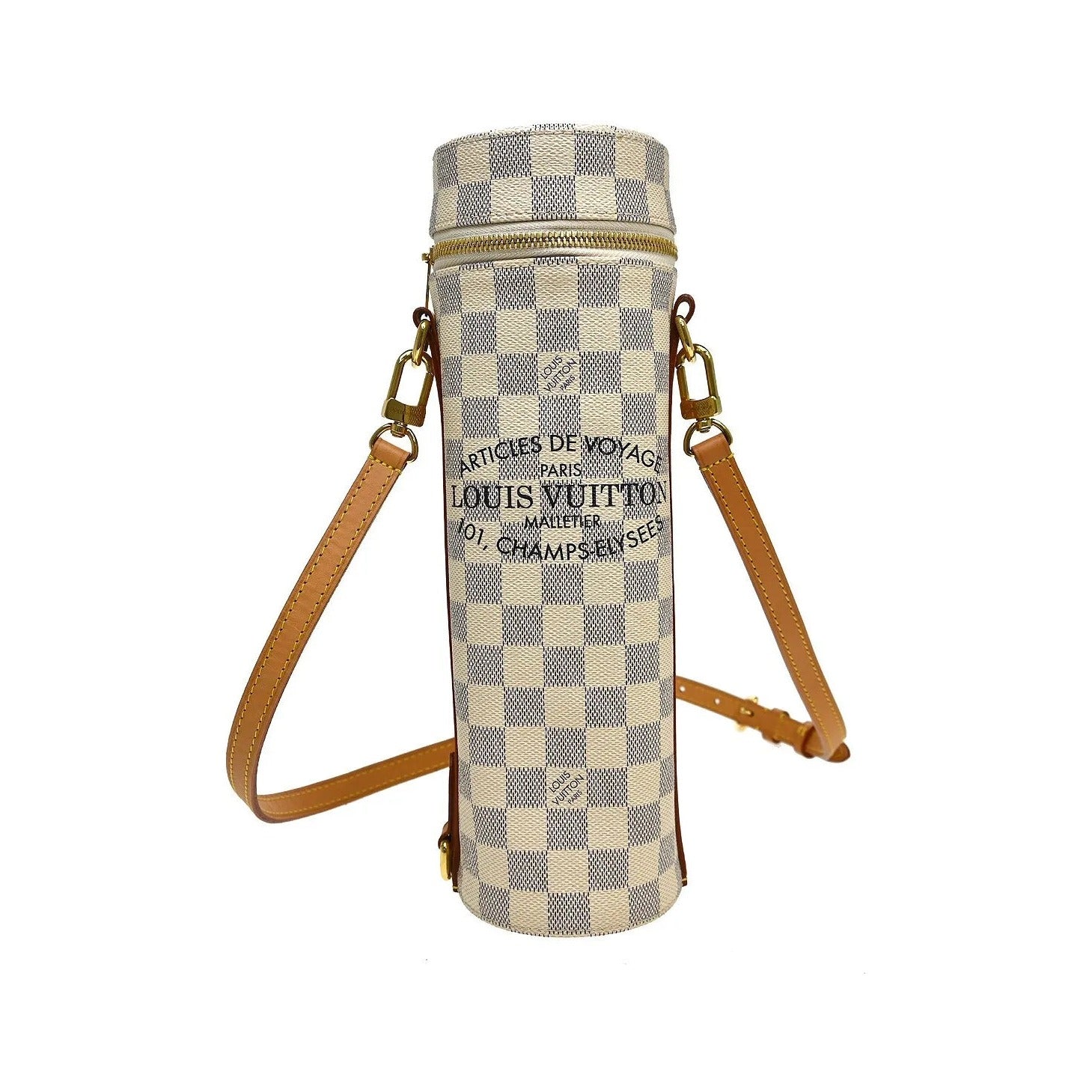Louis Vuitton Bottle Holder Damier, White, Canvas, Clutch