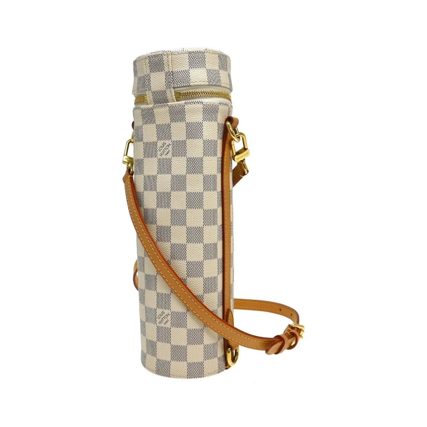 Louis Vuitton Bottle Holder Damier, White, Canvas, Clutch