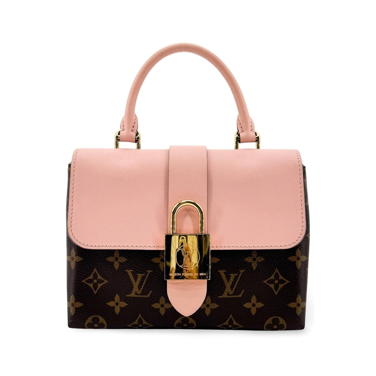 Louis Vuitton Braided Handle Locky Monogram Canvas with Leather, Brown, Canvas, Handbag