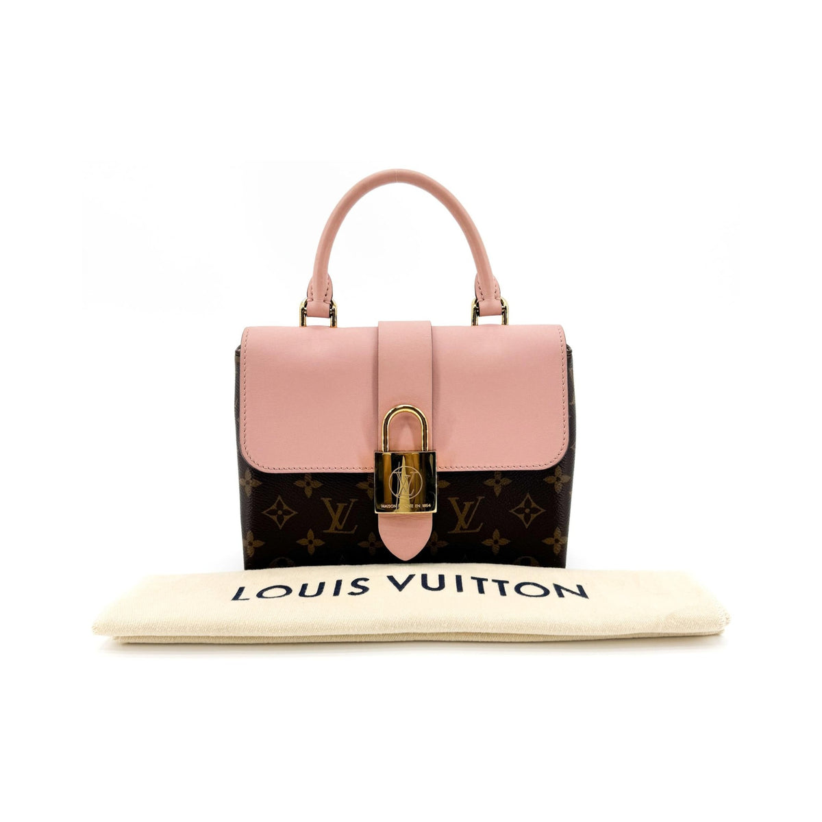 Louis Vuitton Braided Handle Locky Monogram Canvas with Leather, Brown, Canvas, Handbag