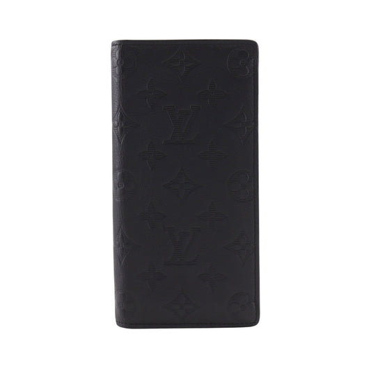 Louis Vuitton Brazza Monogram Shadow Leather, Black, Leather, Wallet