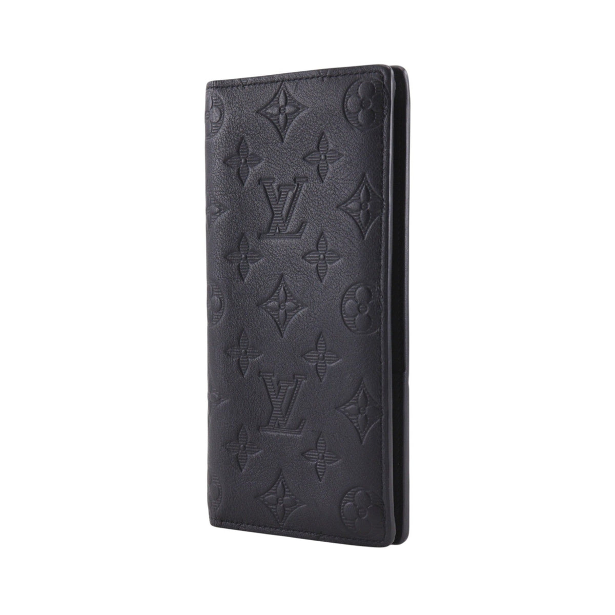 Louis Vuitton Brazza Monogram Shadow Leather, Black, Leather, Wallet