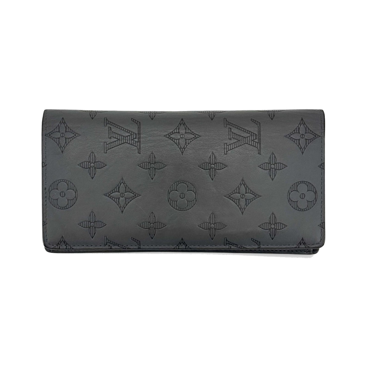 Louis Vuitton Brazza Monogram Shadow Leather, Black, Leather, Wallet