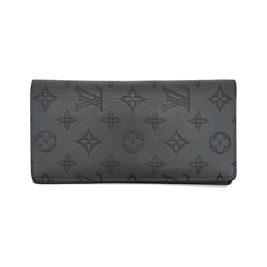 Louis Vuitton Brazza Monogram Shadow Leather, Black, Leather, Wallet