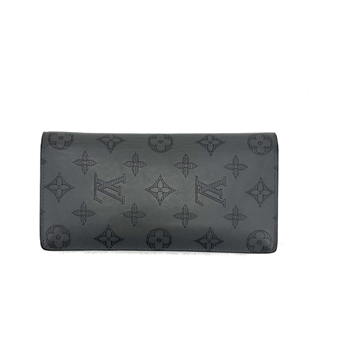 Louis Vuitton Brazza Monogram Shadow Leather, Black, Leather, Wallet